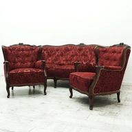 (OKAZJA - 5%!) Antyk, piękny stylowy komplet kanapa 2 x fotel PO RENOWACJI