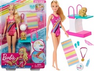 Lalka Barbie zestaw pływaczka z pieskiem GHK23