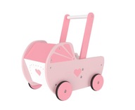 Kočík pre bábiky s rukoväťou Playtive, z pravého dreva, ružový