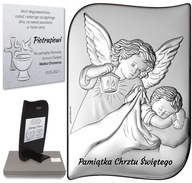 Spomienka na krst pre dievča Strieborný obraz Anjel strážny + Gravír