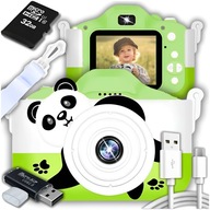 Digitálny fotoaparát ZeeTech Digitálny fotoaparát pre deti Panda 40 Mpx selfie hry zelená