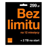 Unikalny STARTER ORANGE 299 zł Karta SIM – rok BEZ LIMITU + Internet 2TB