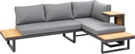 MEBLE OGRODOWE SOFA KANAPA ALUMINIOWA 6-OSOBOWA ZE STOLIKIEM PODUSZKI SZARE