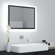 Kúpeľňové zrkadlo s LED čiernym do vysokého lesku 60x8,5x37 cm