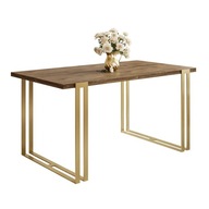 Rozkladací stôl ACTON GOLD na zlatých nohách dub lefkas 160x90