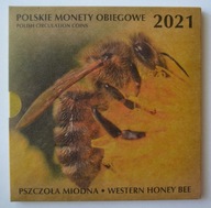 Polskie monety obiegowe 2021 pszczoła w holderze