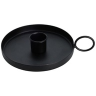 Świecznik METALOWY czarny stojak podstawka świeczkę stół z uchwytem