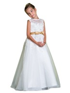 Biała wizytowa sukienka dziewczęca haftowana
