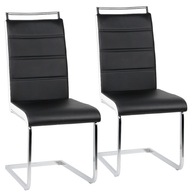 2x stolička na lyžiach bielo-čierna do jedálne stolička z umelej kože