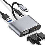 Adaptér USB-C Tradebit 6315 pre 4 vstupy strieborný