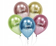 Balónik set 5 ks. 30 cm Happy Birthday Platina