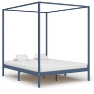Rama łóżka z baldachimem szara lita sosna 180x200 cm