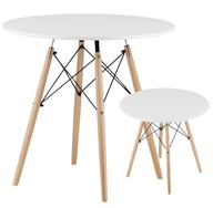 Konferenčný stolík biely okrúhly 80cm stôl do obývačky stoly do domu baru LOFT