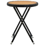 vidaXL Čajový stolík, čierny, 60 cm, PE ratan a akáciové drevo