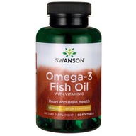 SWANSON OMEGA-3 & WITAMINA D3 60 kapsułek z olejem rybim o smaku cytrynowym