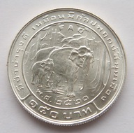 D15/ TAJLANDIA 150 BAHT 1977 SŁOŃ SREBRO