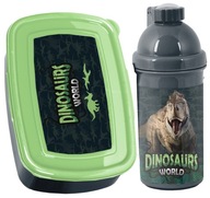 Fľaša a raňajky pre chlapca dinosaurus