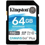 64GB SDXC Kingston Canvas Go Plus C10 V30 170MB/s