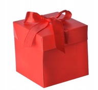 Červená ozdobná darčeková krabička skladacia so stuhou pod stromček