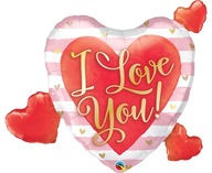 Balon na Walentynki Dekoracja Walentynkowa I Love You Serca Różowo-Białe
