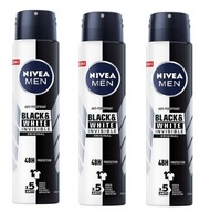 Nivea MEN antyperspirant spray 48 h Black&White Invisible (3x250 ml)
