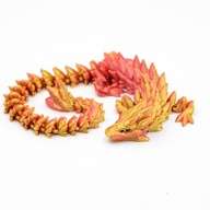 Pohyblivý červeno-zlatý krištáľový drak 32 cm