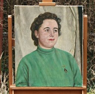 PORTRET KOBIETY WALTER DAMM (1889-1961) STARY OBRAZ OLEJNY NA PŁÓTNIE