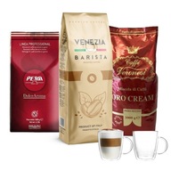 Zestaw kaw – Venezia, Veronesi, Pera 3kg +szklanki kawa ziarnista włoska