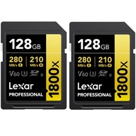 2x Lexar Gold SDXC Professional 128GB 280MB UHS-II U3 1800x V60 zestaw kart