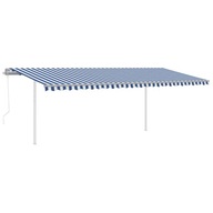 vidaXL Automaticky rolovacia markíza so stĺpikmi, 6x3m, modro-biela