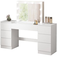 FÉSÜLKÖDŐASZTAL TÜKÖRREL FIÓKOKKAL FEHÉR SMINK GLAMOUR MODERN 155 CM