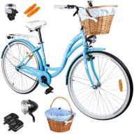 DÁMSKY MESTSKÝ BICYKEL 28'' DÁMA PRÚTENÝ KOŠÍK NOSIČ NOŽIČKA RÁM 18"