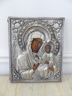Postriebrená ikona Matka Božia s dieťaťom Ježiš