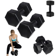 DrFit Činky závažia na fitness cvičenie šesťhranné sada 2x 6kg čierne