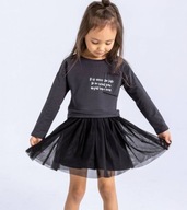 Dievčenské šaty s dlhým rukávom ALL FOR KIDS grafitový tyl veľ. 140/146