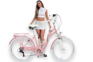 Dámsky mestský bicykel 26 ružový Hliníkový Shimano 7 bežecké sväté prijímanie