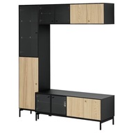 IKEA BOASTAD Skrinka pod TV, čierna/okl dub, 163x42x185 cm