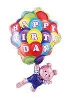 Balon MIŚ HAPPY BIRTHDAY foliowy urodziny roczek