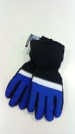 Rękawiczki długie narciarskie ortalionowe czarne niebieskie zima 3-6 lat