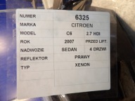 Citroen C6 light front right 9660983180 0301221282