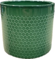 Doniczka 18 x 16 cm zielona ceramiczna okrągła cylinder