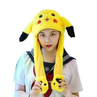 Czapka PIKACHU LED ruchome ŚWIECĄCE uszy CZAPKA z ruchomymi uszami POKEMON