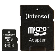 Intenso UHS-I Professional 64 GB-os microSD kártya SD adapterrel