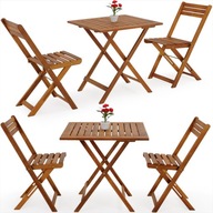 Zestaw mebli balkonowych ogrodowych drewno akacja stół +2 krzesła