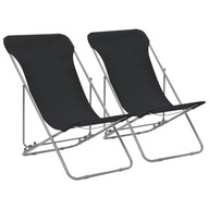 Składane krzesła plażowe, 2 szt., stal i tkanina Oxford, czarne