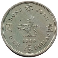 90965. Hongkong, 1 dolar, 1960r.
