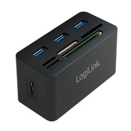 Rozbočovač USB 3.0 s čítačkou kariet typu „všetko v jednom“, čierny