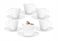 Zestaw do Kawy Herbaty Filiżanki 230ml 6szt + Spodki 6szt Białe Porcelana