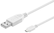Kabel USB A do Micro USB B, wersja 2.0, 3m, biały