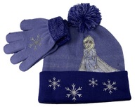 Zestaw zimowy dziecięcy Czapka pompon rękawiczki Kraina Lodu Frozen Disney